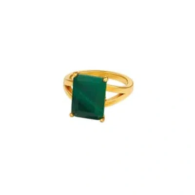 Orelia Malachite Claw Set Ring In Green