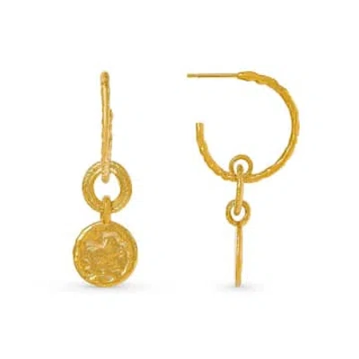 Orelia Molten Coin Hoop Earrings In Gold
