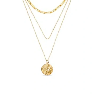 Orelia Molten Coin Multi Row Necklace In Gold