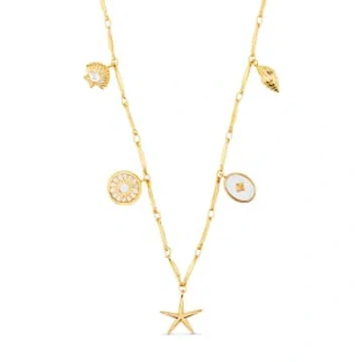 Orelia Mother Of Pearl & Multi Charm Necklace In Gold