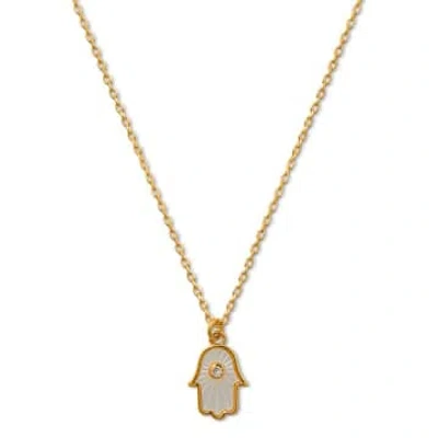 Orelia Mother Of Pearl Hamsa Hand Charm Necklace In Gold