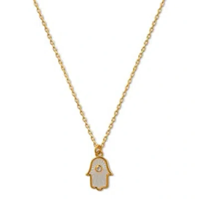 Orelia Mother Of Pearl Hamsa Hand Necklace In Gold