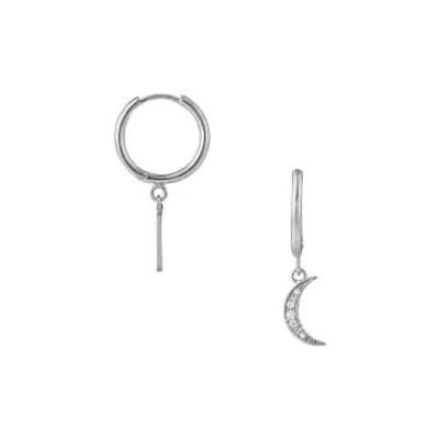 Orelia Pavé Moon Hoop Earrings In Metallic