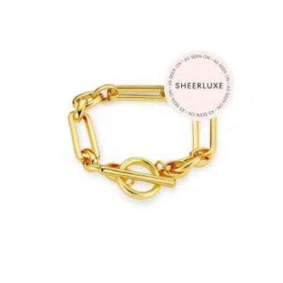 Orelia Rectangular Link T-bar Bracelet In Gold