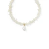 ORELIA STATEMENT CORAL CHIP & PEARL NECKLACE