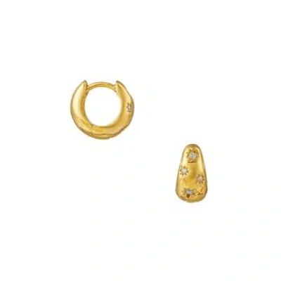 Orelia Tapered Crystal Starburst Huggie Hoop Earrings In Gold