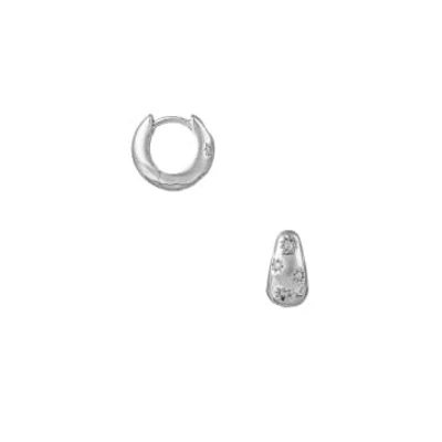 Orelia Tapered Crystal Starburst Huggie Hoop Earrings In Metallic