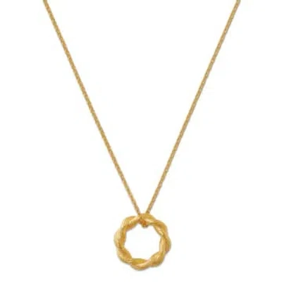 Orelia Twist Textured Open Circle Necklace In Gold