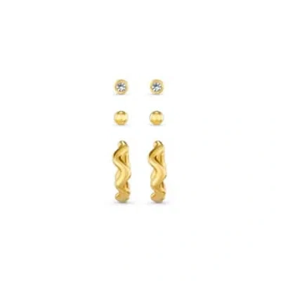 Orelia Wave Huggie 6 Pack Ear Party In Gold