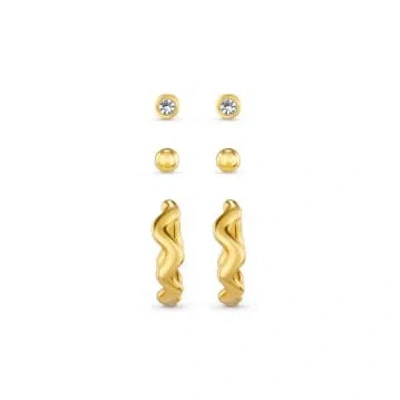 Orelia Wave Huggie 6 Pack Ear Party In Gold