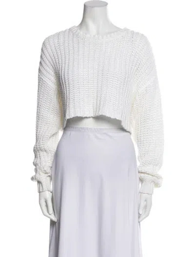 Pre-owned Organic By John Patrick Bateau Neckline Sweater In White
