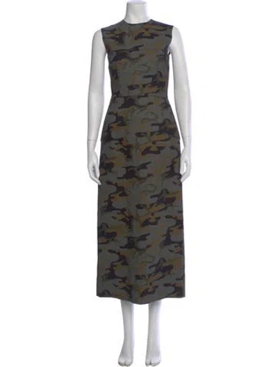 Pre-owned Organic By John Patrick Camouflage Print Long Dress In Green