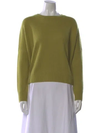 Pre-owned Organic By John Patrick Cashmere Bateau Neckline Sweater In Green