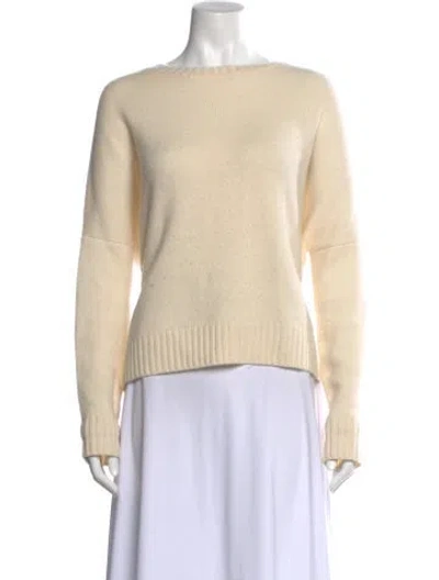 Pre-owned Organic By John Patrick Cashmere Bateau Neckline Sweater In Neutral