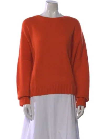 Pre-owned Organic By John Patrick Cashmere Bateau Neckline Sweater In Orange