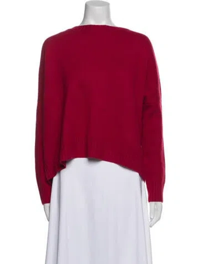 Pre-owned Organic By John Patrick Cashmere Bateau Neckline Sweater In Red