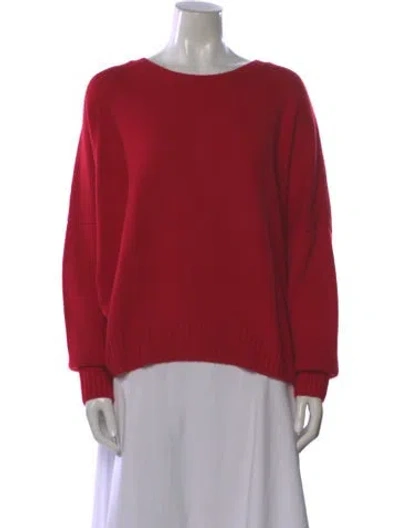 Pre-owned Organic By John Patrick Cashmere Bateau Neckline Sweater In Red