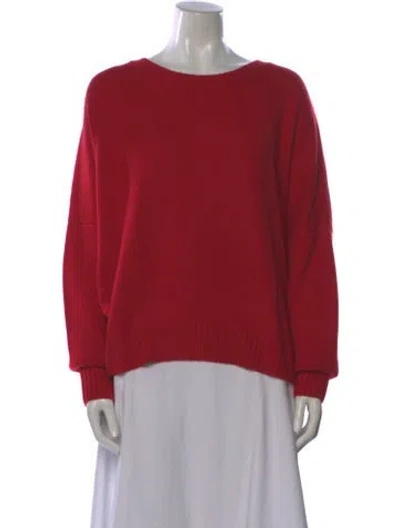 Pre-owned Organic By John Patrick Cashmere Bateau Neckline Sweater In Red
