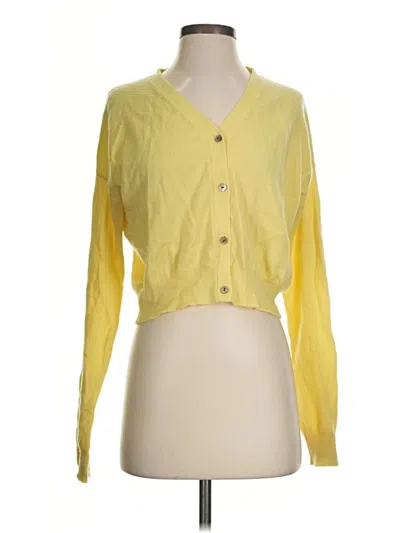 Pre-owned Organic By John Patrick Cashmere Cardigan Sweater In Yellow