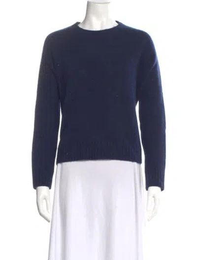 Pre-owned Organic By John Patrick Cashmere Crew Neck Sweater In Blue