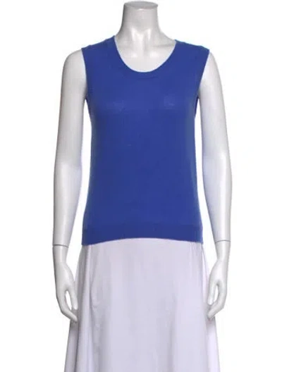 Pre-owned Organic By John Patrick Cashmere Crew Neck Sweater In Blue