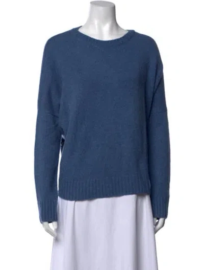 Pre-owned Organic By John Patrick Cashmere Crew Neck Sweater In Blue