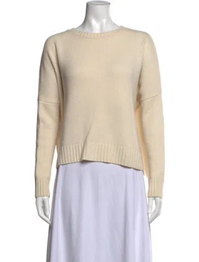 Pre-owned Organic By John Patrick Cashmere Crew Neck Sweater In White