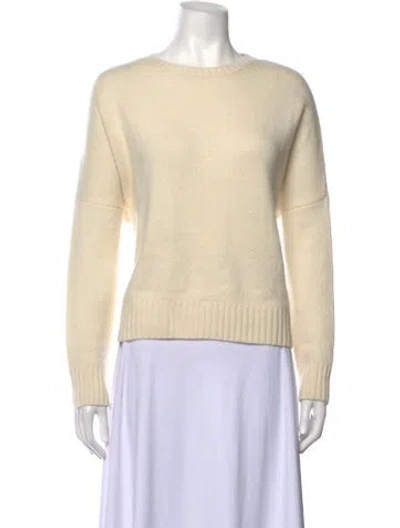 Pre-owned Organic By John Patrick Cashmere Crew Neck Sweater In White