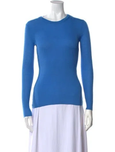 Pre-owned Organic By John Patrick Cashmere Scoop Neck Sweater In Blue