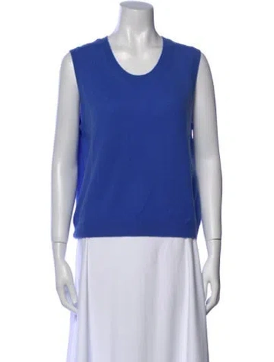 Pre-owned Organic By John Patrick Cashmere Scoop Neck Sweater W/ Tags In Blue
