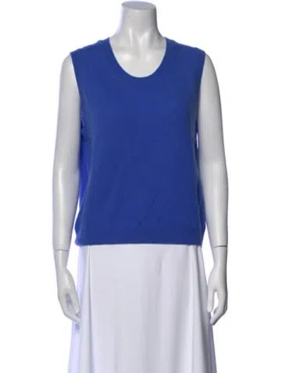 Pre-owned Organic By John Patrick Cashmere Scoop Neck Sweater W/ Tags In Blue