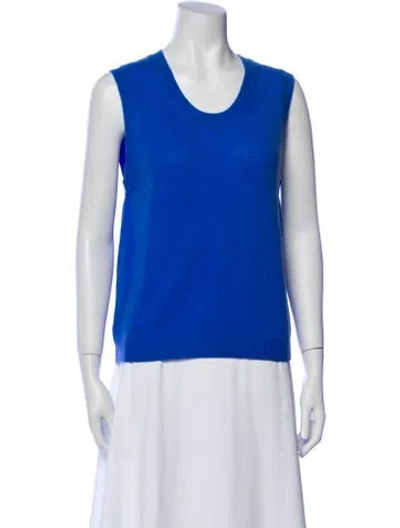 Pre-owned Organic By John Patrick Cashmere Scoop Neck Sweater W/ Tags In Blue