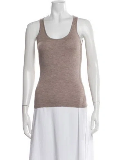 Pre-owned Organic By John Patrick Cashmere Scoop Neck Top In Neutrals
