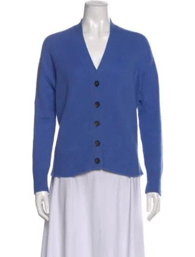 Pre-owned Organic By John Patrick Cashmere V-neck Sweater In Blue