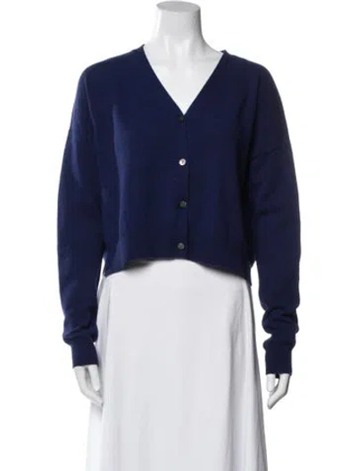 Pre-owned Organic By John Patrick Cashmere V-neck Sweater In Blue