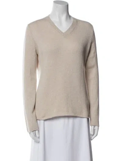 Pre-owned Organic By John Patrick Cashmere V-neck Sweater In Gray