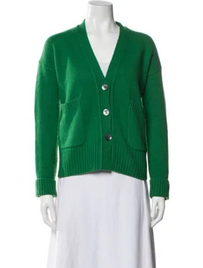 Pre-owned Organic By John Patrick Cashmere V-neck Sweater In Green