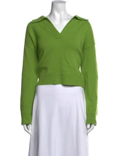 Pre-owned Organic By John Patrick Cashmere V-neck Sweater In Green