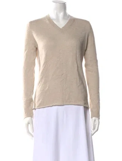 Pre-owned Organic By John Patrick Cashmere V-neck Sweater In Neutral