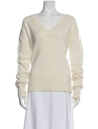 Pre-owned Organic By John Patrick Cashmere V-neck Sweater In Neutral