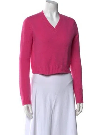 Pre-owned Organic By John Patrick Cashmere V-neck Sweater In Pink