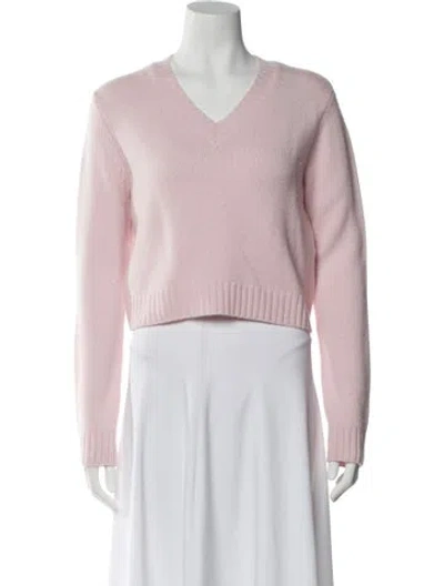 Pre-owned Organic By John Patrick Cashmere V-neck Sweater In Pink