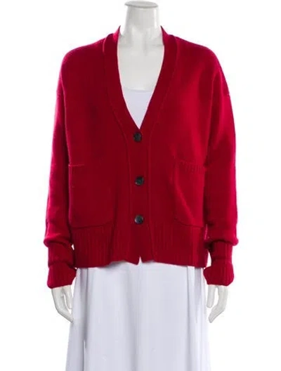 Pre-owned Organic By John Patrick Cashmere V-neck Sweater In Red