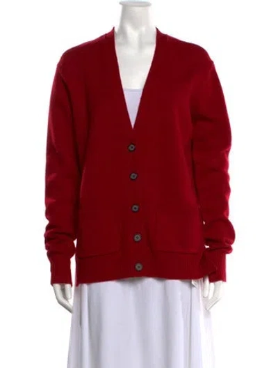 Pre-owned Organic By John Patrick Cashmere V-neck Sweater In Red