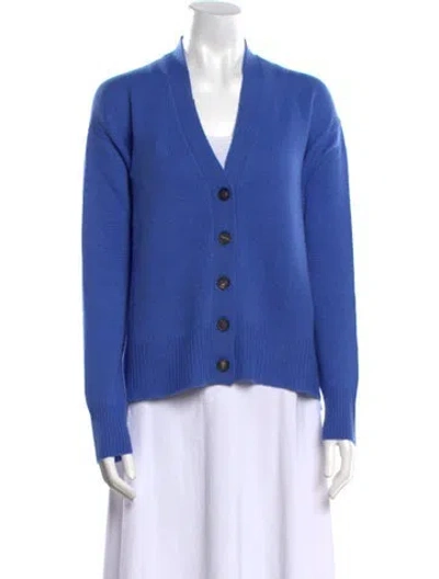 Pre-owned Organic By John Patrick Cashmere V-neck Sweater W/ Tags In Blue