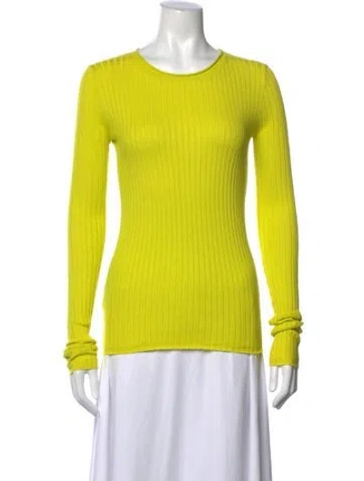 Pre-owned Organic By John Patrick Crew Neck Long Sleeve Top In Green