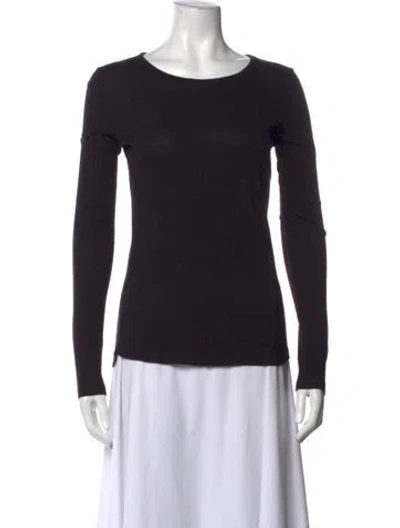 Pre-owned Organic By John Patrick Crew Neck Long Sleeve T-shirt In Black