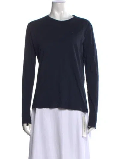 Pre-owned Organic By John Patrick Crew Neck Long Sleeve T-shirt In Blue