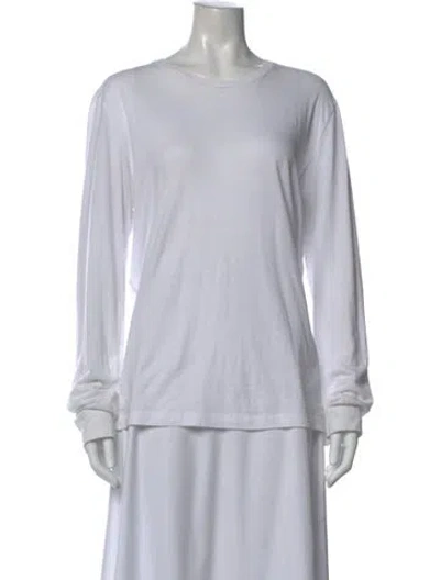 Pre-owned Organic By John Patrick Crew Neck Long Sleeve T-shirt In White