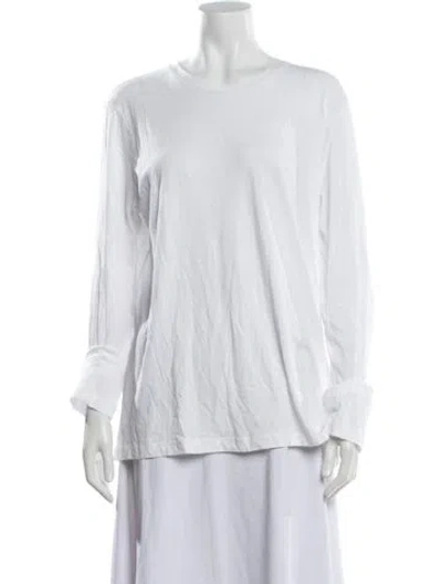 Pre-owned Organic By John Patrick Crew Neck Long Sleeve T-shirt In White